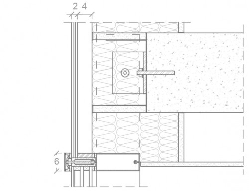 Technisches Detail der Modul-Befestigungsstruktur (opaker Fassadenabschnitt) von Leitner Electro Srl, nachgezeichnet von Eurac Research