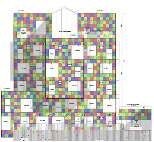 Drawing of how to place and angle the modules within the façade © C. F. Møller Architects