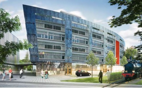 Evolvement of the BIPV façade. (1) Original design in building permit © White arkitekter
