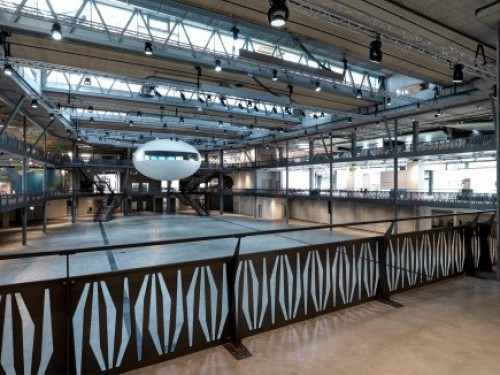 View at the interior space for exhibitions © René Schmid Architekten AG